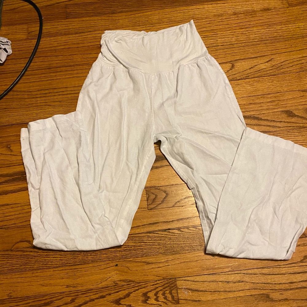 White flare pants